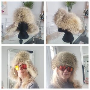 Vittorio Coyote Fur & Suede Quilted Trapper Aviator Hat